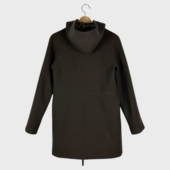 J. Crew Stadium Cloth Dark Olive Hooded Button-Up Coat with Zipper By Nello Gori - Picture 2 of 11